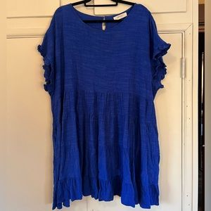 Blue Babydoll Dress with Pockets